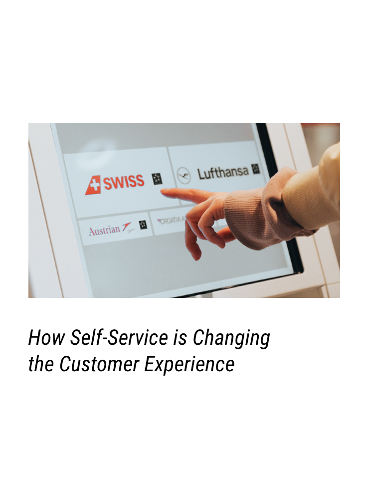 Cover page with a self-service kiosk for a white paper about self-service